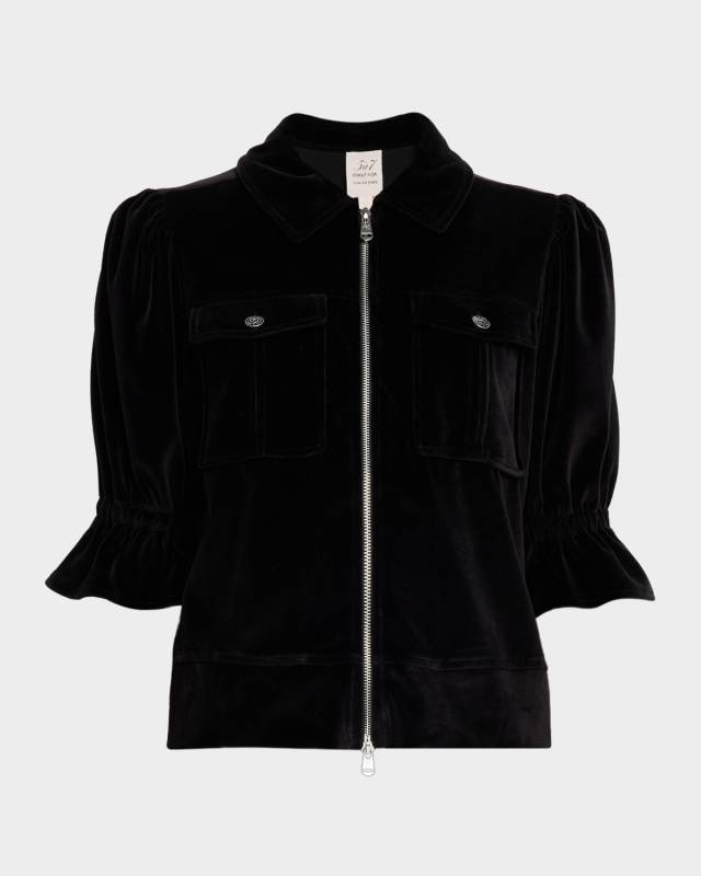 Holly Short-Sleeve Velour Jacket